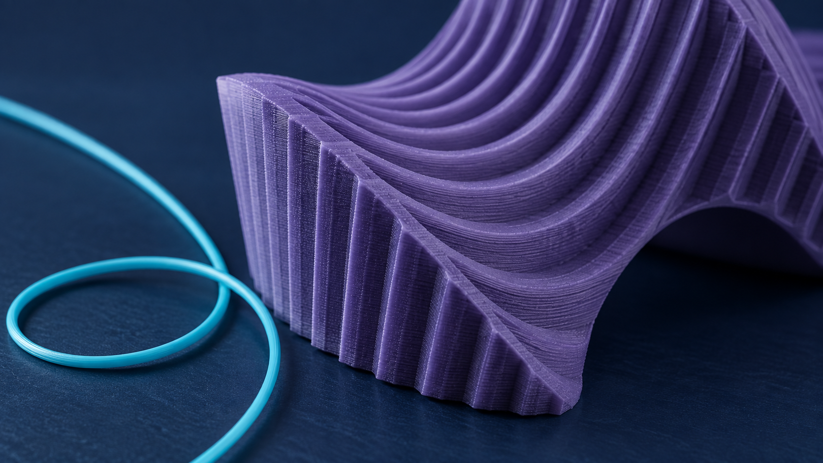 Detalhe das camadas e da textura de uma impressão 3D